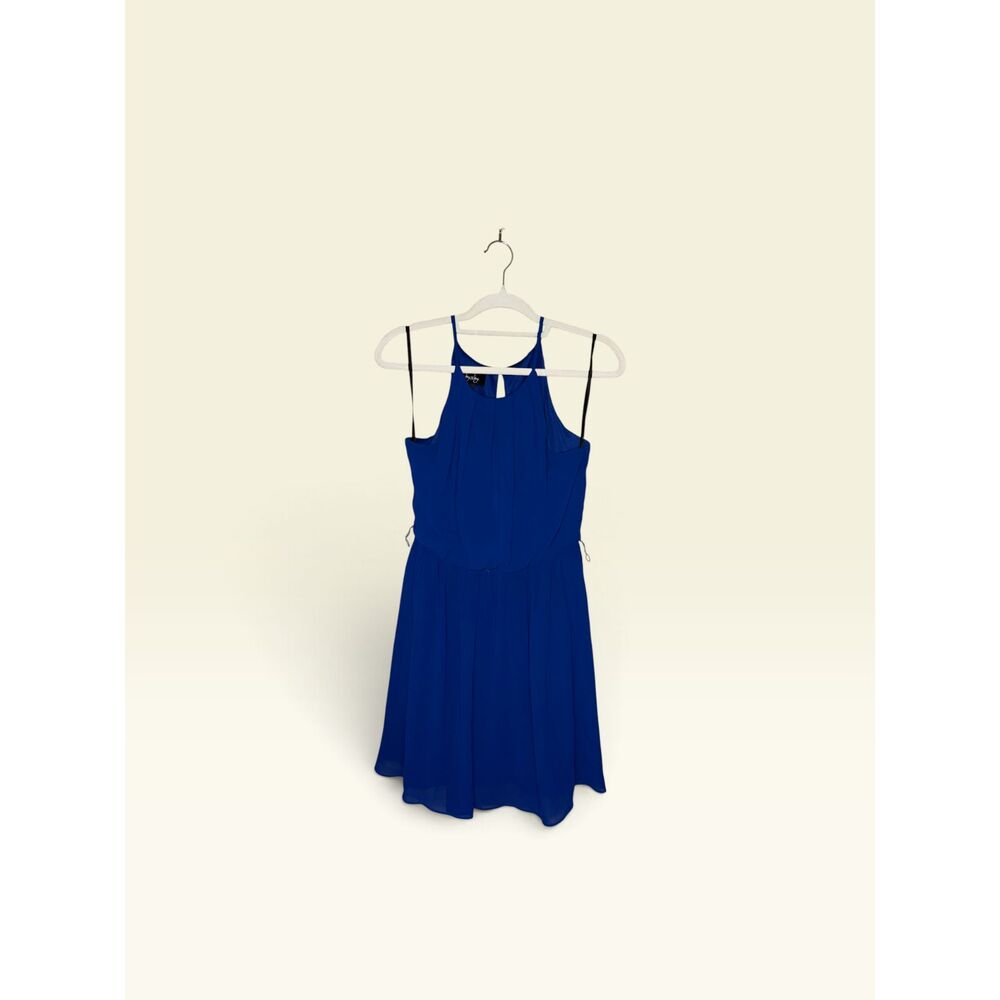 By & By Women's Royal Blue Pleated Fit & Flare Chiffon Dress Size M